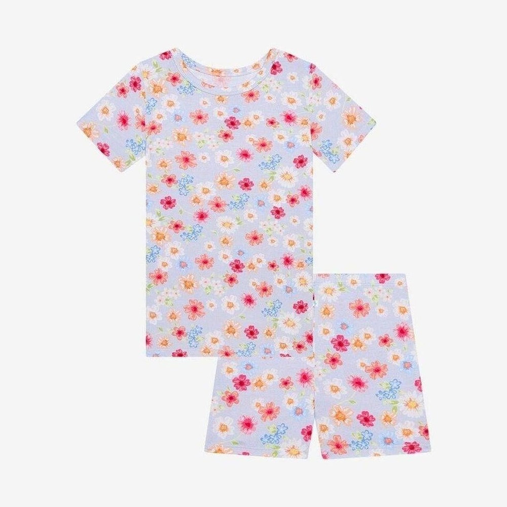 New Posh Peanut Girl's Bamboo Short Sleeve Pajama Set with Shorts - 12/18 mos